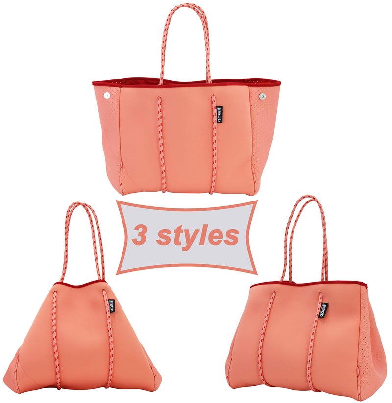 QOGiR Neoprene Multipurpose Beach Bag Tote with Inner Zipper Pocket (Coral, X-Large) - Image 5